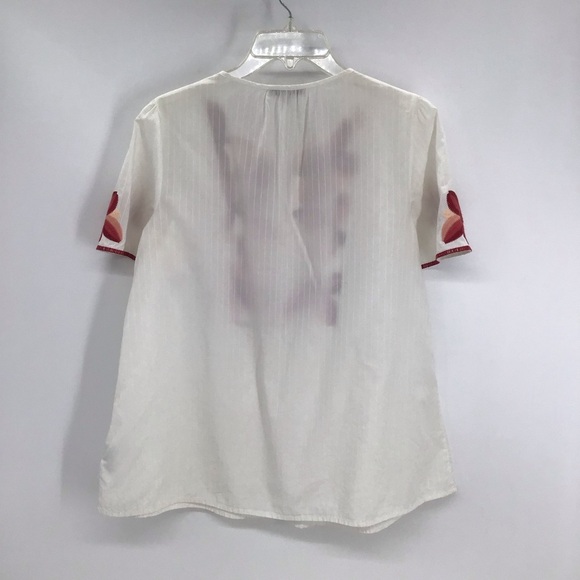 Madewell Fable Embroidered Oversized Top Blouse Floral Boho Casual Red/Wh Size S - Picture 3 of 8